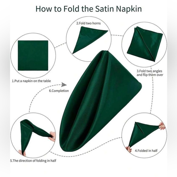 Satin Square Napkins - Green - Picture 2 of 4